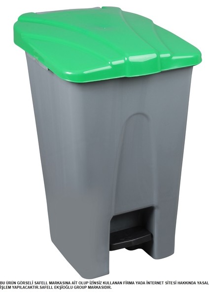 Plastik Köşeli Pedallı Çöp Kovası 70 Lt Tekerlekli Pedallı Çöp Konteyneri Yeşil Kapak