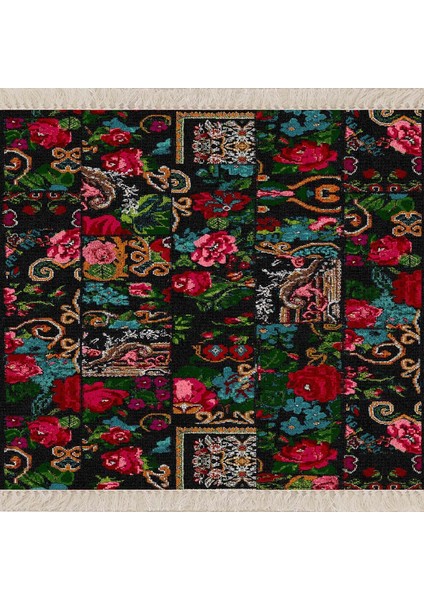 Patchwork Gül Desenli Dijital Baskı Yıkanabilir Kaymaz Taban Modern Salon Halı