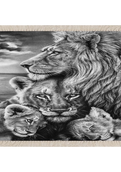 Aslan Portre Hayvan Desenli Dijital Baskı Yıkanabilir Kaymaz Taban Halı