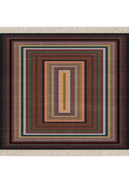 Renk Bloklu Kilim Desenli Etnik Dijital Baskı Yıkanabilir Modern Salon Halı ve Yolluk