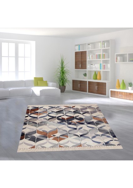 Sarmal Desenli Renk Geçişli Dijital Baskı Yıkanabilir Modern Salon Halı ve Yolluk