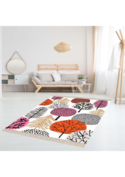 Renkli Ağaç Desenli Dijital Baskı Yıkanabilir Modern Salon Halı ve Yolluk
