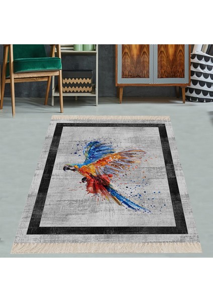 Papağan Kuş Hayvan Desenli Dijital Baskı Yıkanabilir Kaymaz Taban Modern Salon Halısı Yolluk