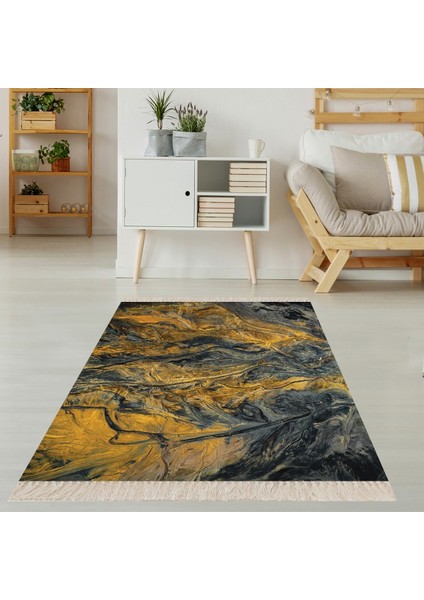 Batik Renk Geçişli Mermer Desen Dijital Baskı Yıkanabilir Kaymaz Taban Salon Halısı ve Yolluk