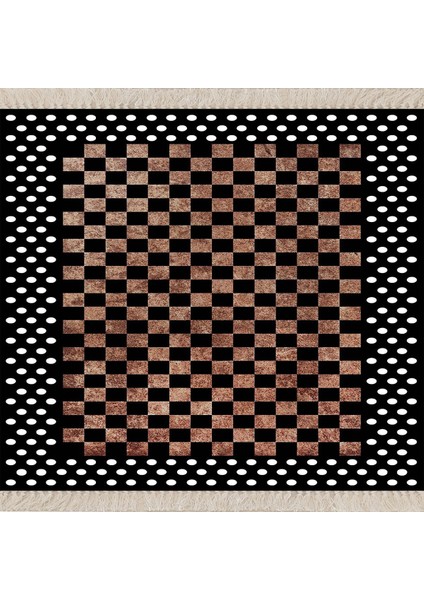 Dama Desenli Geometrik Dijital Baskı Yıkanabilir Kaymaz Taban Modern Salon Halı ve Yollu