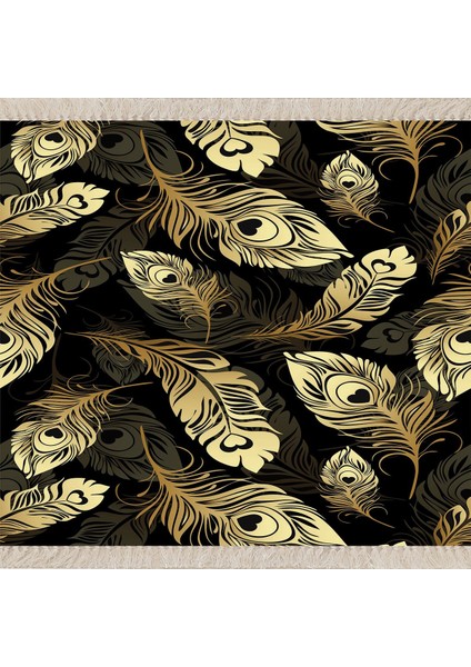Gold Kuş Tüyü Desenli Dijital Baskı Yıkanabilir Kaymaz Taban Modern Salon Halısı ve Yolluk