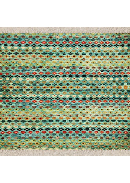 Kilim Desenli Etnik Dijital Baskı Yıkanabilir Kaymaz Taban Eskitme Salon Halı ve Yolluk