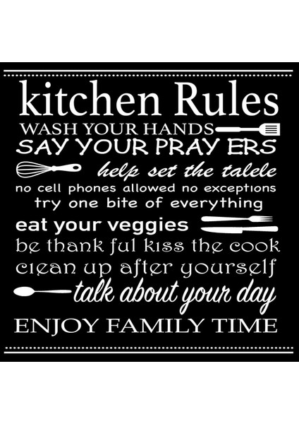 Kitchen Rules Dijital Baskılı Kaymaz Taban Yıkanabilir Leke Tutmaz Mutfak Halısı