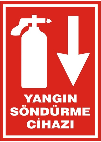 Yangın Söndürme Cihazı Aşağı Ok (Kendinden Yapışkanlı Etiket) 17,5 x 25 cm