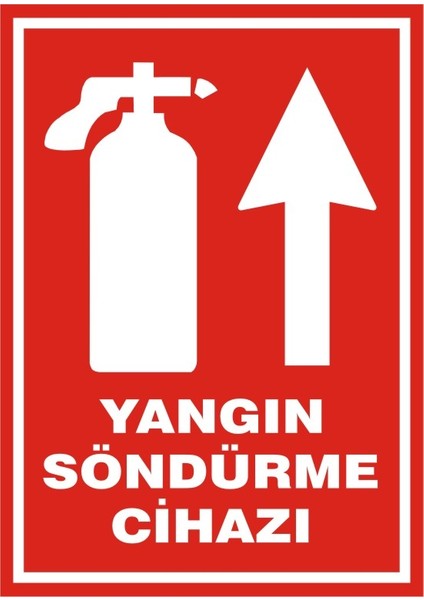 Yangın Söndürme Cihazı Yukarı Ok 2.6 mm PVC Uyarı Levhası 17,5 x 25 cm