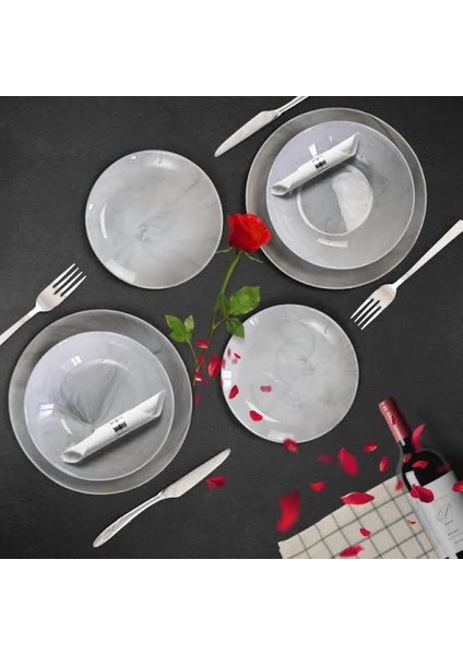 Diwali Granit Marbre 24 Parça Yemek seti