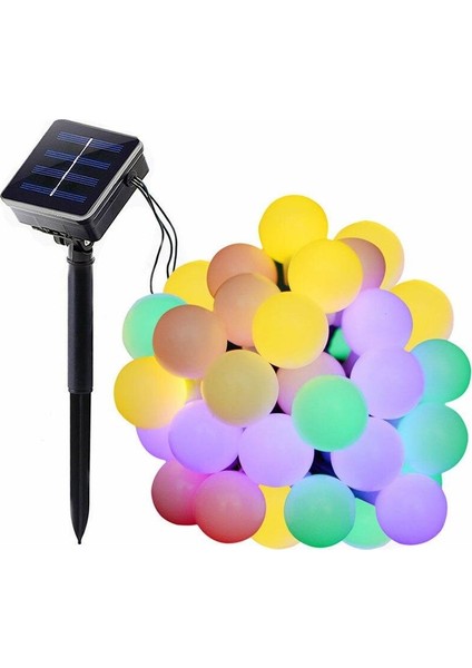 Solar Güneş Enerjili Dış Bahçe Top Aydınlatma 5metre 50 LED Çok Renkli