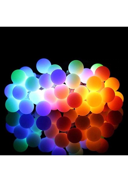 Solar Güneş Enerjili Dış Bahçe Top Aydınlatma 5metre 50 LED Çok Renkli