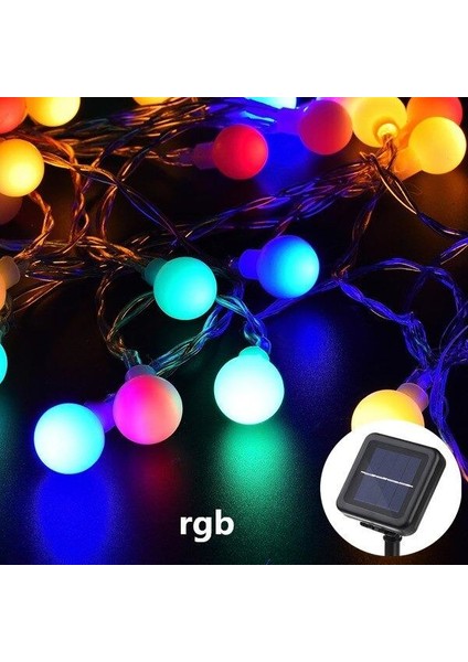 Solar Güneş Enerjili Dış Bahçe Top Aydınlatma 5metre 50 LED Çok Renkli