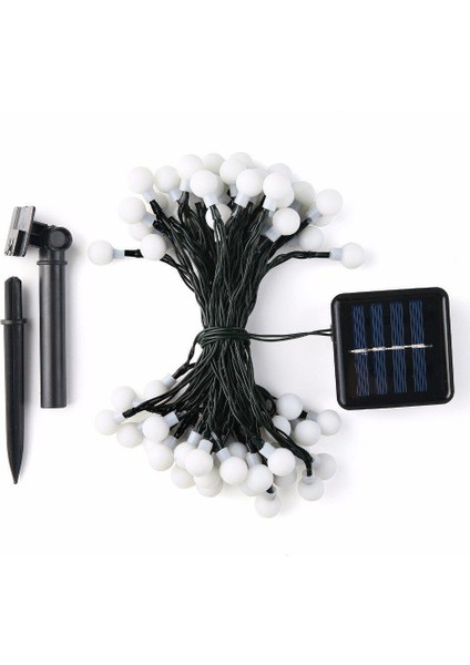 Solar Güneş Enerjili Dış Bahçe Top Aydınlatma 5metre 50 LED Çok Renkli