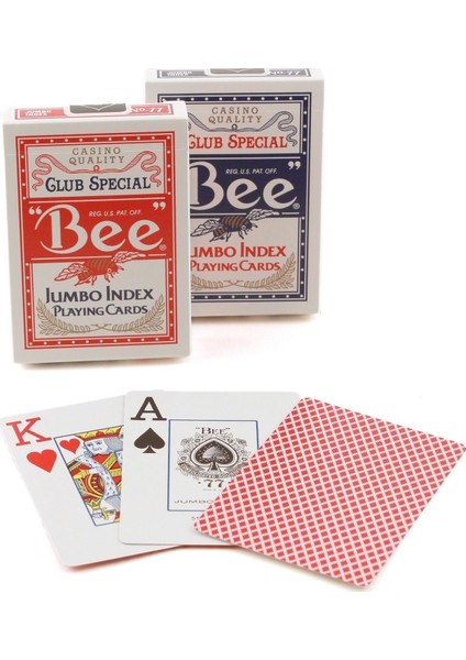 Jumbo Index Playing Cards Bee Jumbo Poker Oyun Kartı 2'li