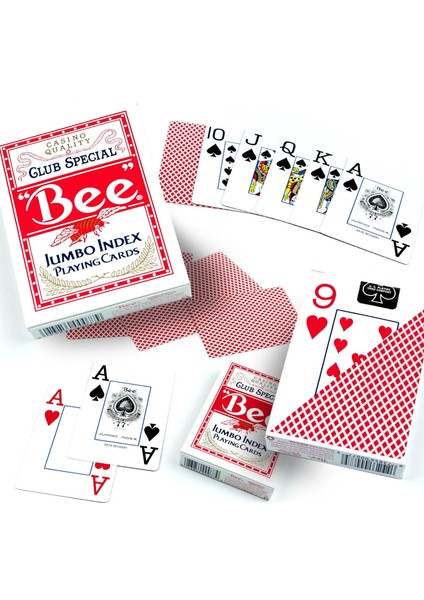 Jumbo Index Playing Cards Bee Jumbo Poker Oyun Kartı 2'li