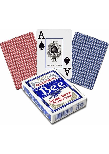 Jumbo Index Playing Cards Bee Jumbo Poker Oyun Kartı 2'li