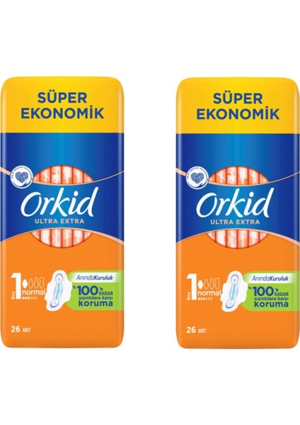Ultra Extra Normal 1 Numara Ped (Anında Kuruluk) 26'lı x 2 (52 Adet)
