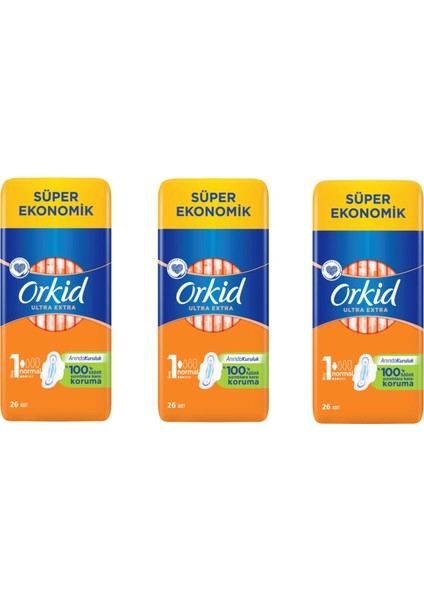 Ultra Extra Normal 1 Numara Ped (Anında Kuruluk) 26'lı x 3 (78 Adet)