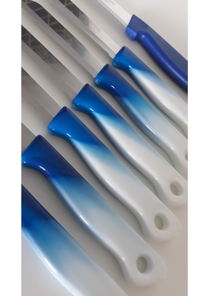 6 Adet Ebruli Mavi Meyve Bıçağı 1 Adet Topuz Saplı Yan Soyacak ve 1 Adet Mikro Tırtıklı Doğrama Bıçağı Seti fiyatları