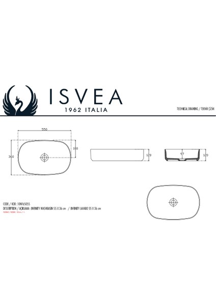 Infinity Tezgahüstü Lavabo 55CM fiyatları