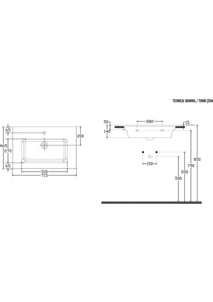 Sistemat Flat Lavabo 71 cm