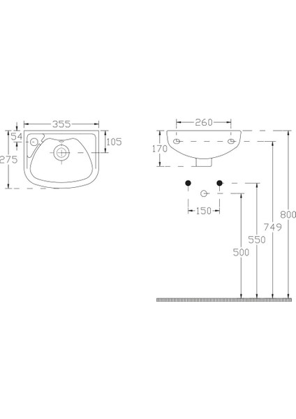 Ece Banyo Tek Parça 35 cm Lavabo Batarya Deliksiz