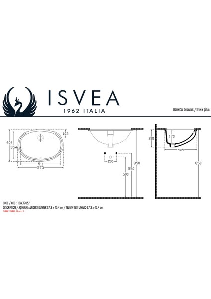 Soluzione Tezgahaltı Lavabo 57 cm