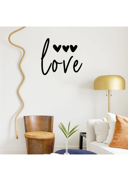El Yazısı ile Yazılmış Love Duvar Yazısı Sticker 60x53cm - Siyah