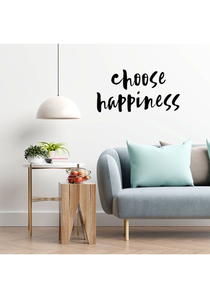 El Yazısı ile Yazılmış Choose Happines Yazısı Sticker 60x30cm - Siyah