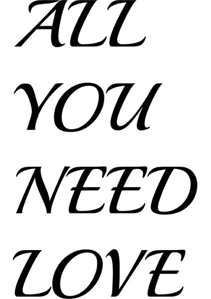 El Yazısı All You Need Love Duvar Yazısı Sticker 60x37cm - Siyah