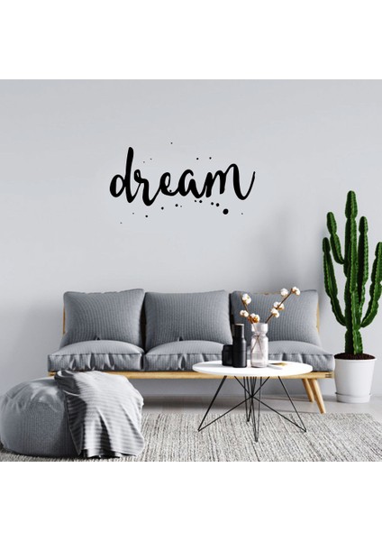 El Yazısı ile Yazılmış Dream Yazısı Sticker 60x33 cm - Siyah