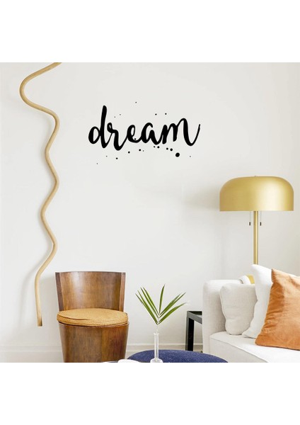 El Yazısı ile Yazılmış Dream Yazısı Sticker 60x33 cm - Siyah fiyatları