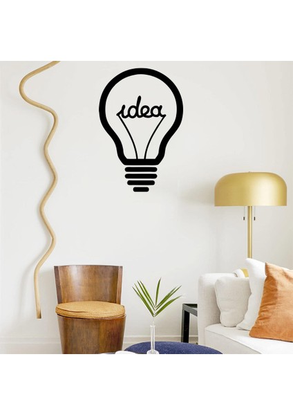 El Yazısı ile Kalın Font İdea Fikir Duvar Yazısı Sticker 60x37cm - Siyah