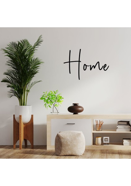 El Yazısı ile Yazılmış Home Duvar Yazısı Sticker 60x40cm - Siyah