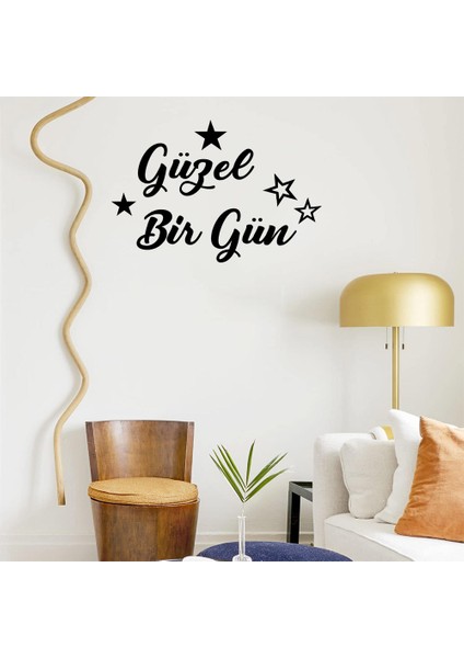 El Yazısı ile Yazılmış Güzel Bir Gün Yazısı Sticker 60x40cm - Siyah fiyatları