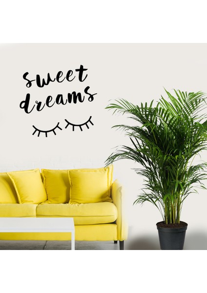 El Yazısı ile Yazılmış Sweet Dreams Yazısı Sticker 60x35cm - Siyah