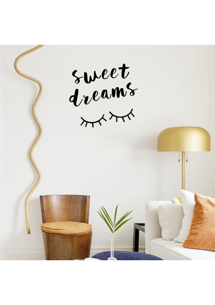 El Yazısı ile Yazılmış Sweet Dreams Yazısı Sticker 60x35cm - Siyah