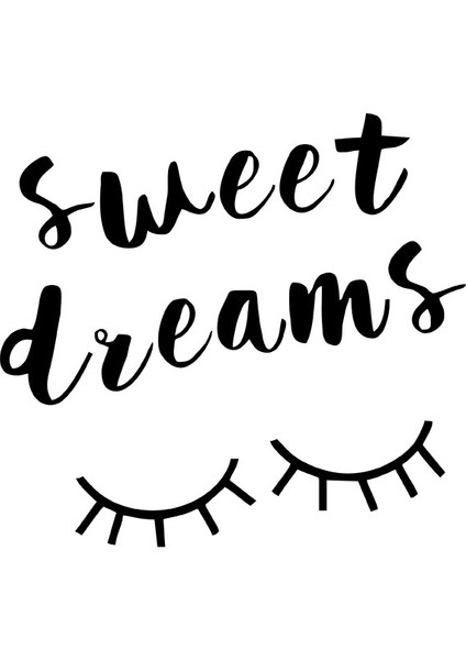 El Yazısı ile Yazılmış Sweet Dreams Yazısı Sticker 60x35cm - Siyah