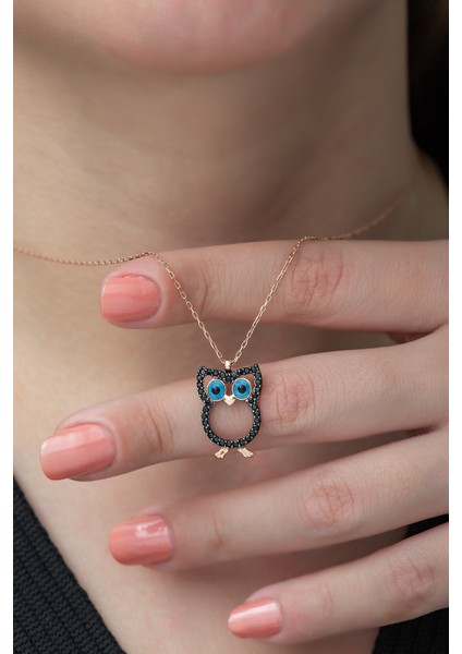 925 Ayar Siyah Taşlı Baykuş Kolye Kadın Gümüş Kolye fiyatları