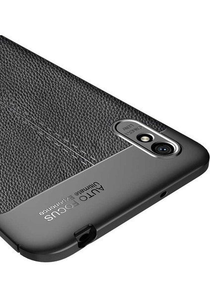 Xiaomi Redmi 9a Kılıf Niss Silikon Deri Görünümlü + Nano Glass Siyah modelleri