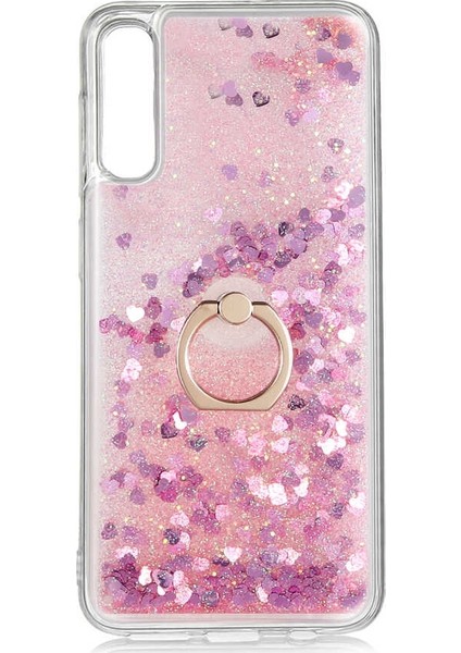 Samsung Galaxy A50S Kılıf Milce Sulu Yüzüklü Silikon Arka Kapak Pembe