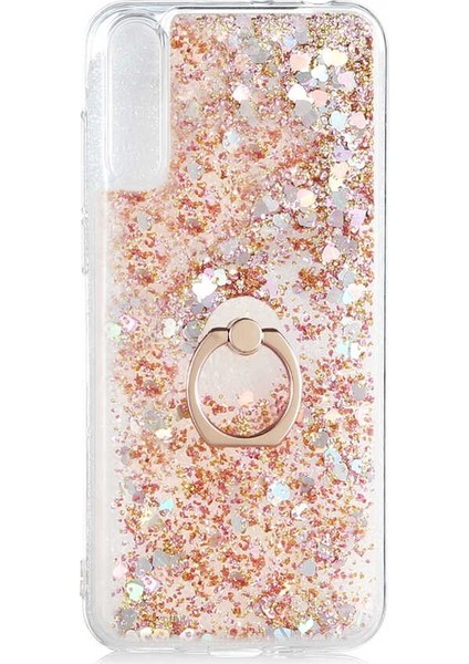 Huawei P Smart S Kılıf Milce Sulu Yüzüklü Silikon Arka Kapak Gold