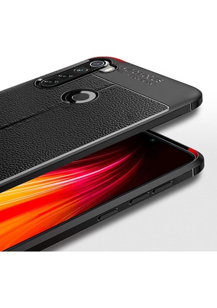 Xiaomi Redmi Note 8 Kılıf Rugan Armor Deri Görünümlü Parmak İzi Yapmaz Dayanıklı Niss Silikon Kapak