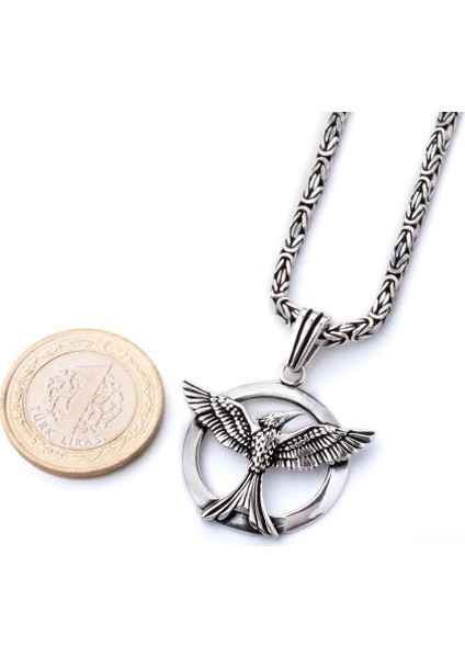 925 Ayar Gümüş Anka Kuşu Erkek Kolye Kral Zincirli modelleri