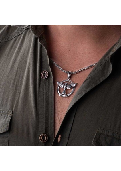 925 Ayar Gümüş Anka Kuşu Erkek Kolye Kral Zincirli fırsatları