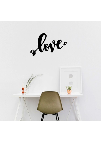 El Yazısı ile Yazılmış Love Yazısı Sticker 60x37cm - Siyah
