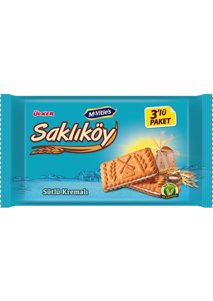 Saklıköy Sütlü Kremalı Bisküvi 3x88 gr