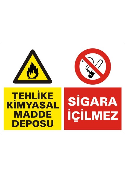 Tehlikeli Madde Deposu Sigara İçilmez (Kendinden Yapışkanlı Etiket) 17,5 x 25 cm